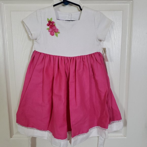 white and hot pink dress